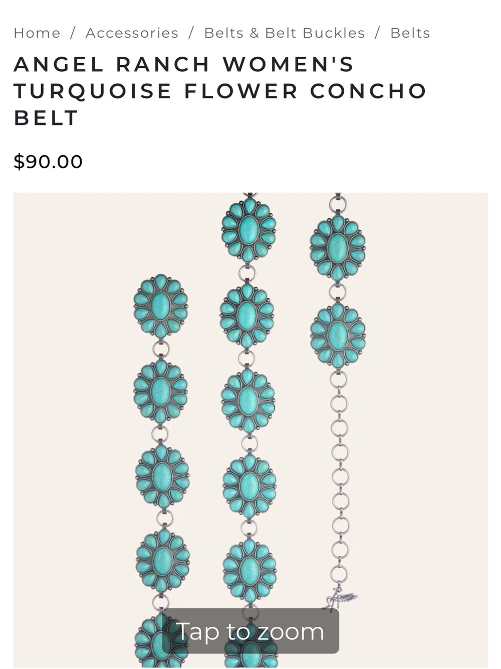 Women's Turquoise Flower Concho Belt- angel Ranch